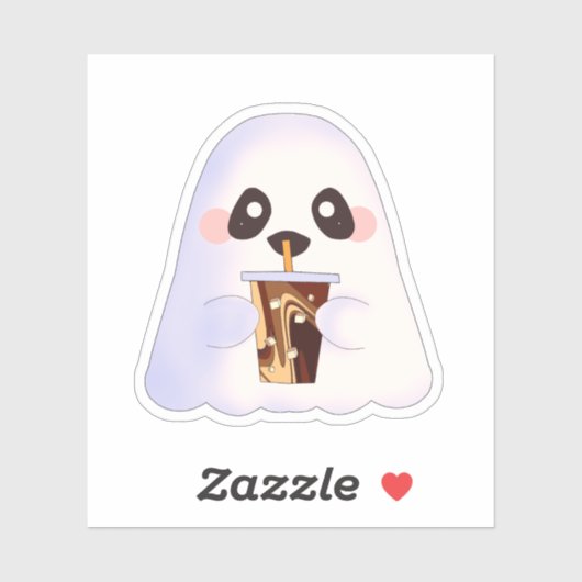 Spooky Ghost Met Iced Coffee Sticker (Vel)