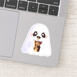 Spooky Ghost Met Iced Coffee Sticker