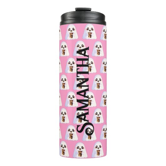 Spooky Ghost Met Iced Coffee Thermosbeker (Voorkant)