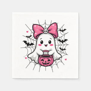 Spooky Ghost met Pink Bow borstkanker bewustzijn Servet