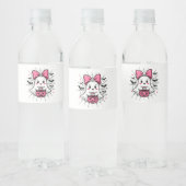 Spooky Ghost met Pink Bow borstkanker bewustzijn Waterfles Etiket (Flessen)