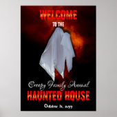 Spooky Ghost op Fiery Sky Haunted House Welkom Po Poster (Voorkant)