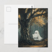 Spooky Ghost op Swing Autumn Halloween Briefkaart (Voorkant / Achterkant)