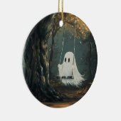 Spooky Ghost op Swing Halloween Autumn Forest Keramisch Ornament (Rechts)