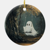 Spooky Ghost op Swing Halloween Autumn Forest Keramisch Ornament (Achterkant)
