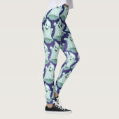 Spooky Ghost Paarse Halloween Broek voor Vrouwen Leggings (Rechts)
