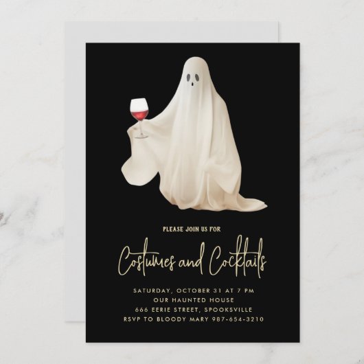Spooky Ghost Party Halloween Uitnodiging (Voorkant / Achterkant)