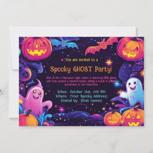 Spooky Ghost Party-uitnodiging Kaart (Voorkant)
