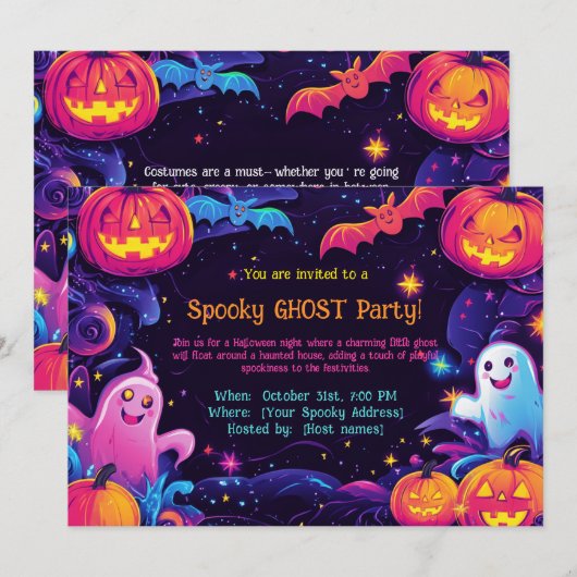 Spooky Ghost Party-uitnodiging Kaart (Voorkant / Achterkant)