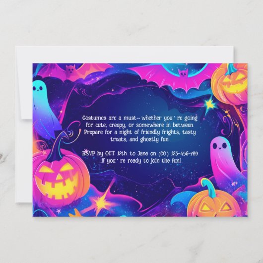 Spooky Ghost Party-uitnodiging Kaart (Achterkant)