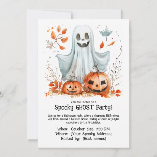Spooky Ghost Party-uitnodiging Kaart (Voorkant)