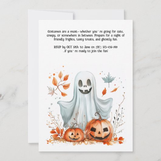 Spooky Ghost Party-uitnodiging Kaart (Achterkant)