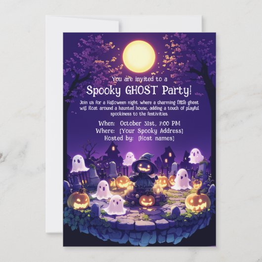 Spooky Ghost Party-uitnodiging Kaart (Voorkant)