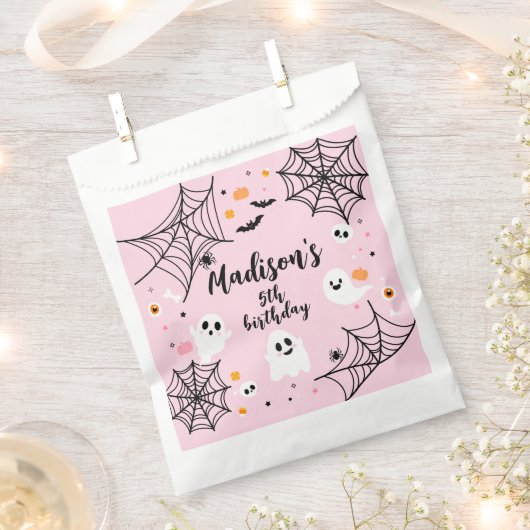 Spooky Ghost Pink Halloween Bedankzakje (Geknipt)