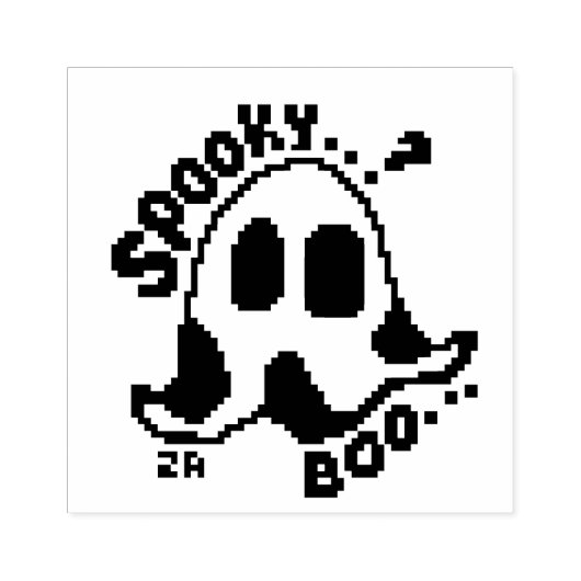 Spooky ghost, Pixelart, Pixel Art  Rubberstempel (Afrduk)
