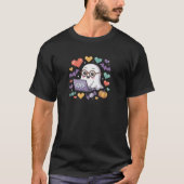 Spooky Ghost Programmer Design met Codering Laptop T-shirt (Voorkant)