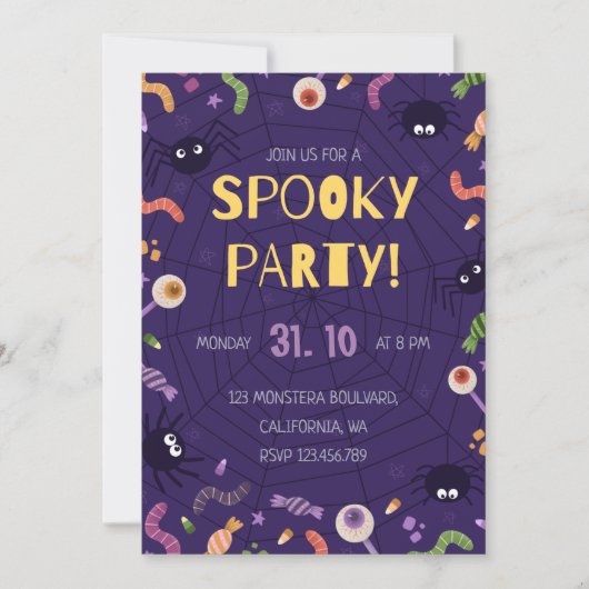 Spooky Ghost Pumpkin Halloween Party Invitation Kaart (Voorkant)