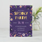 Spooky Ghost Pumpkin Halloween Party Invitation Kaart (Staand voorkant)