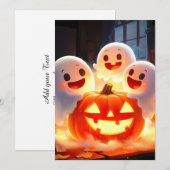 Spooky Ghost Pumpkin Party Glow Aankondiging (Voorkant / Achterkant)