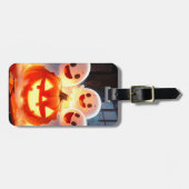 Spooky Ghost Pumpkin Party Glow Bagagelabel (Voorkant horizontaal)