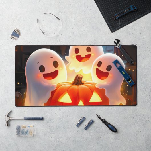 Spooky Ghost Pumpkin Party Glow Bureaumat (Werkstation)