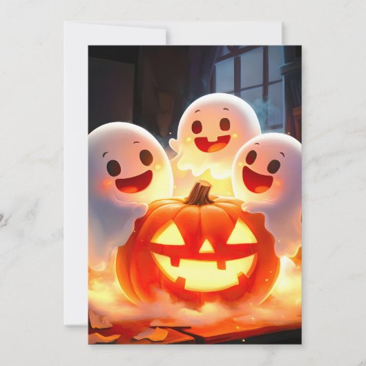 Spooky Ghost Pumpkin Party Glow Feestdagenkaart (Voorkant)