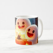 Spooky Ghost Pumpkin Party Glow Koffiemok (Voorkant rechts)