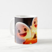 Spooky Ghost Pumpkin Party Glow Koffiemok (Voorkant links)