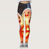 Spooky Ghost Pumpkin Party Glow Leggings (Voorkant)