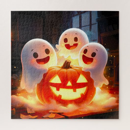 Spooky Ghost Pumpkin Party Glow Legpuzzel (Verticaal)