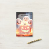 Spooky Ghost Pumpkin Party Glow Post-it® Notes (Op bureau)