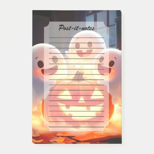 Spooky Ghost Pumpkin Party Glow Post-it® Notes (Voorkant)