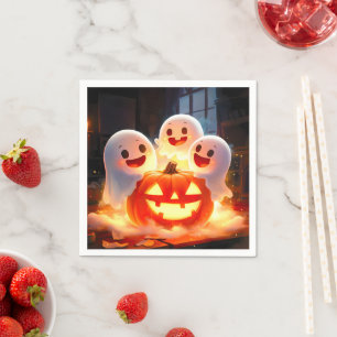 Spooky Ghost Pumpkin Party Glow Servet