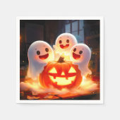 Spooky Ghost Pumpkin Party Glow Servet (Voorkant)