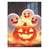 Spooky Ghost Pumpkin Party Glow Tafelkleed (Voorkant)
