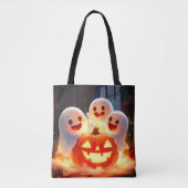 Spooky Ghost Pumpkin Party Glow Tote Bag (Voorkant)