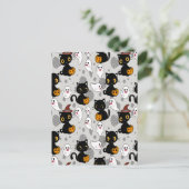 Spooky Ghost Pumpkin Paws Feestdagenkaart (Staand voorkant)