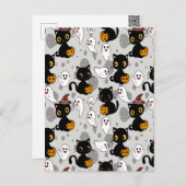 Spooky Ghost Pumpkin Paws Feestdagenkaart (Voorkant / Achterkant)