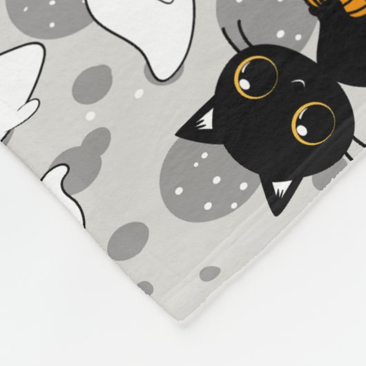 Spooky Ghost Pumpkin Paws Fleece Deken (Hoek)