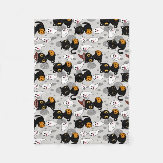 Spooky Ghost Pumpkin Paws Fleece Deken (Voorkant)
