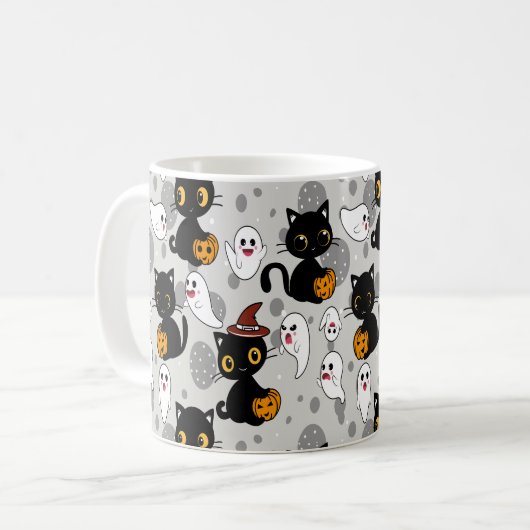 Spooky Ghost Pumpkin Paws Koffiemok (Voorkant links)
