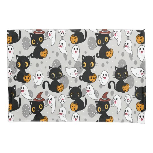 Spooky Ghost Pumpkin Paws Kussensloop (Voorkant)