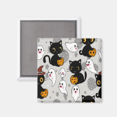 Spooky Ghost Pumpkin Paws Magneet (Voorkant / Achterkant)