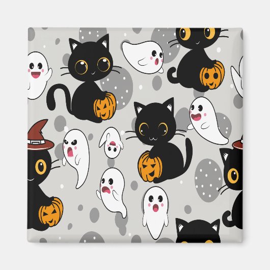 Spooky Ghost Pumpkin Paws Magneet (Voorkant)