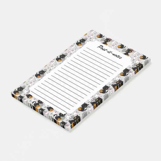 Spooky Ghost Pumpkin Paws Post-it® Notes (Schuin)