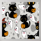 Spooky Ghost Pumpkin Paws Poster (Voorkant)
