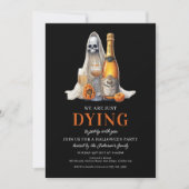 Spooky Ghost Pumpkin Wine Halloween Party Feestdagenkaart (Voorkant)