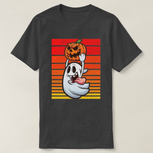 Spooky Ghost Retro Halloween Costume Mannen Vrouwe T-shirt (Design voorkant)