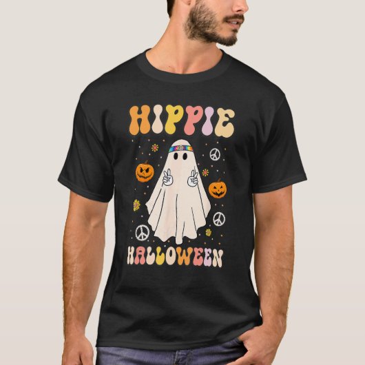 Spooky Ghost Retro Laten we gaan Ghouls Halloween T-shirt (Voorkant)