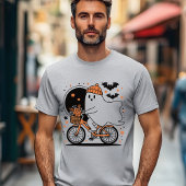 Spooky Ghost Riding Bicycle Modern Halloween Tri-Blend Shirt